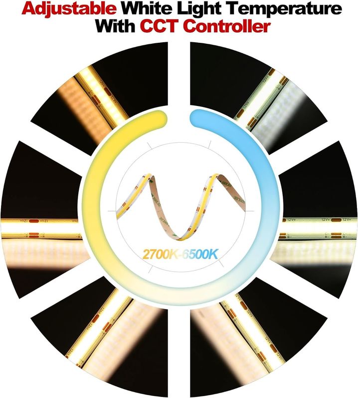 560LEDs COB LED Strip 90 CRI CCT Ευέλικτο COB 3M με προσαρμογέα και μίνι ελεγκτή RF