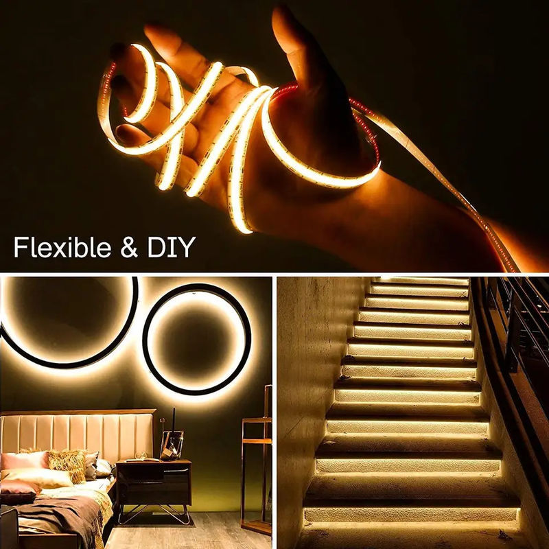 300LEDs Dampproof Προσαρμόσιμο 90Ra No-φωτιά COB LED Strip με μήκος κοπής 4cm για φωτισμό στο σπίτι