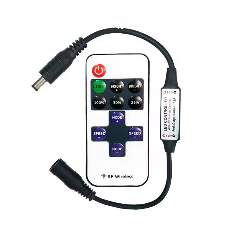 Μίνι LED ελεγκτής 11κλειδιών 5V 12V 24V μονόχρωμος ελεγκτής RF ασύρματος Αγγίξτε απόμακρο φωτεινότητα LED dimmer