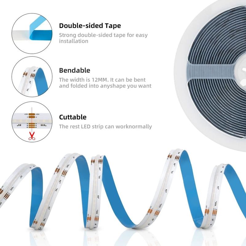 784 LEDs/m RGBW Chip COB LED Strips Αμβλύσιμες από -20°C έως 60°C DC 24V Εισδοτική τάση