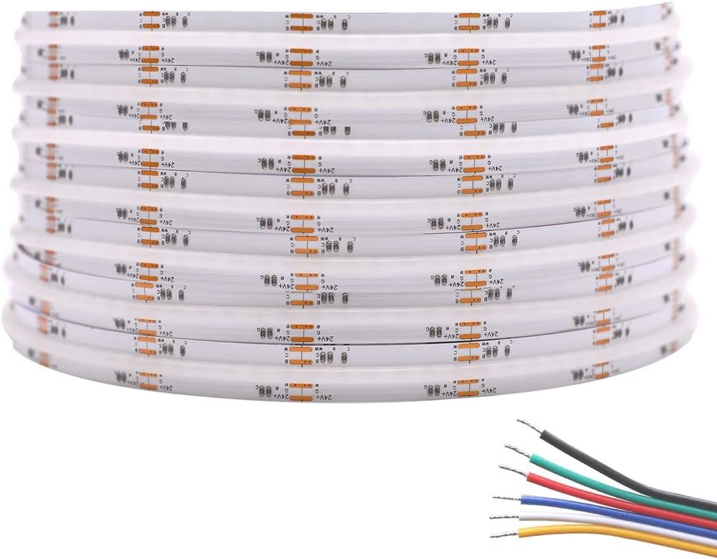 Ευέλικτο 21W/M Δαμαστούχο COB LED λυχνίες ταινίας RGBCCT 5M Roll 35.71mm Κόψιμο