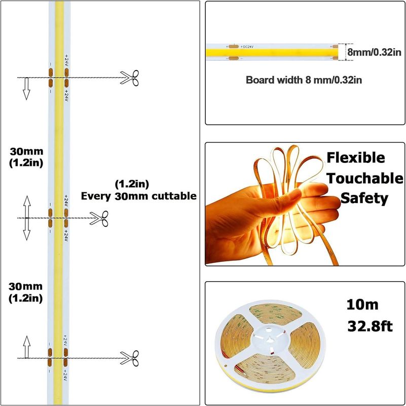 Εσωτερική εξωτερική διακόσμηση COB LED Strip Light High CRI 280 320/480 τηλεχειριστήριο