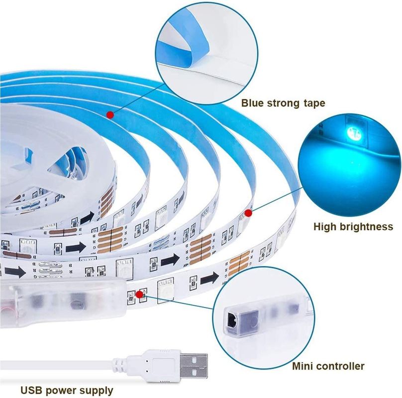 Έξυπνη λωρίδα LED για διακόσμηση 12V 5V USB Control Συγχρονισμός μουσικής και θερμοκρασία χρώματος RGB