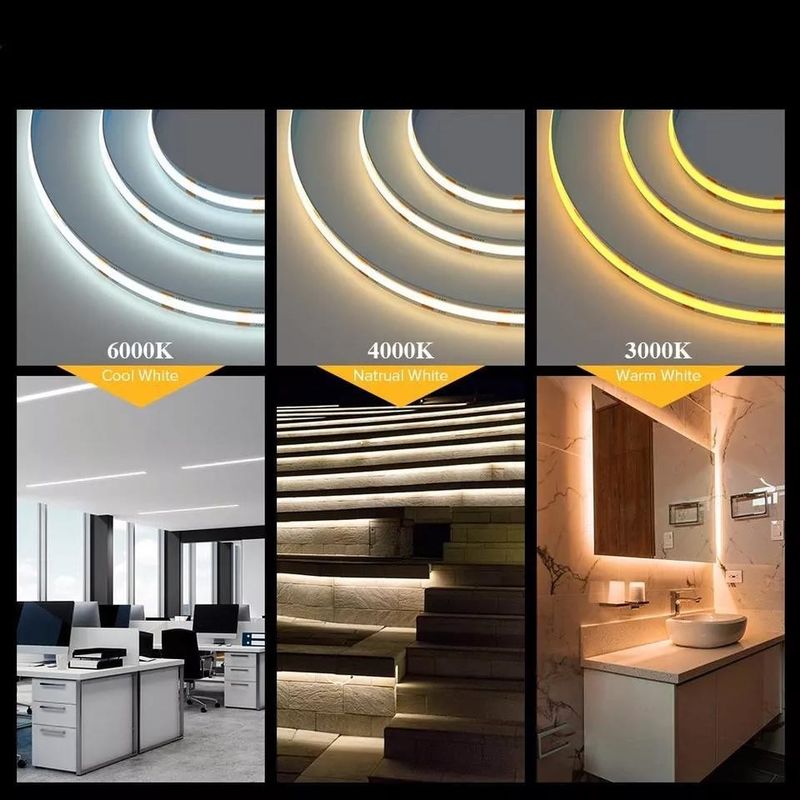 280LEDs / μέτρο 12v 24v 220v Rgbw Cob Light Strip Cob Led Strip μήκος 50meters/roll
