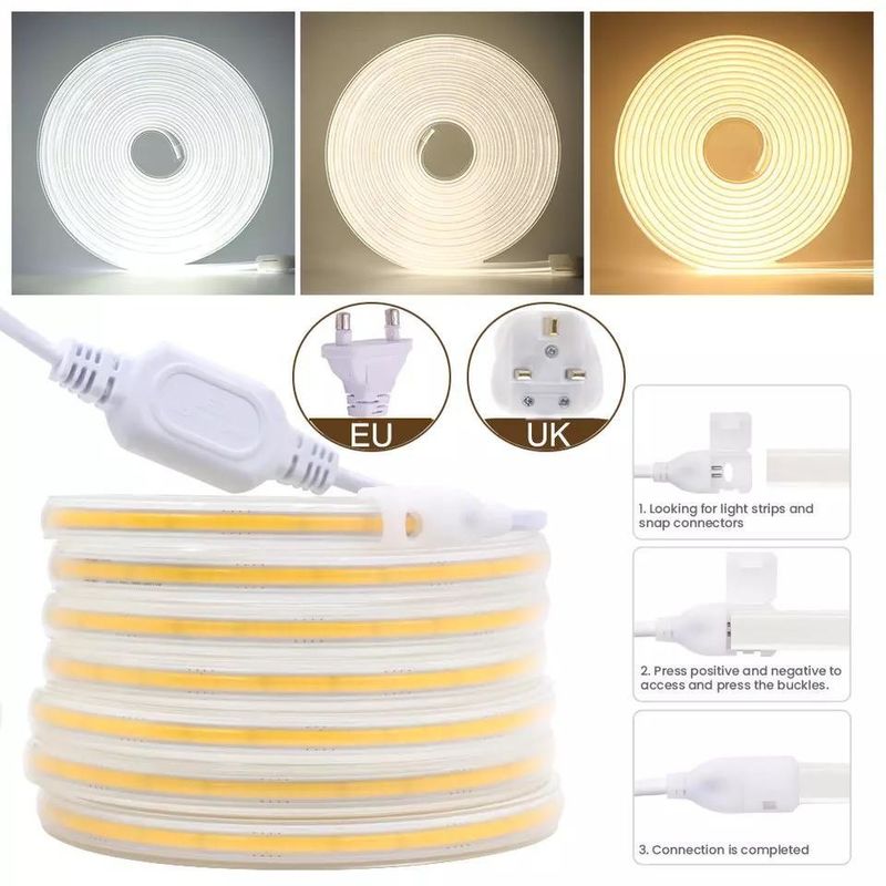 280LEDs / μέτρο 12v 24v 220v Rgbw Cob Light Strip Cob Led Strip μήκος 50meters/roll