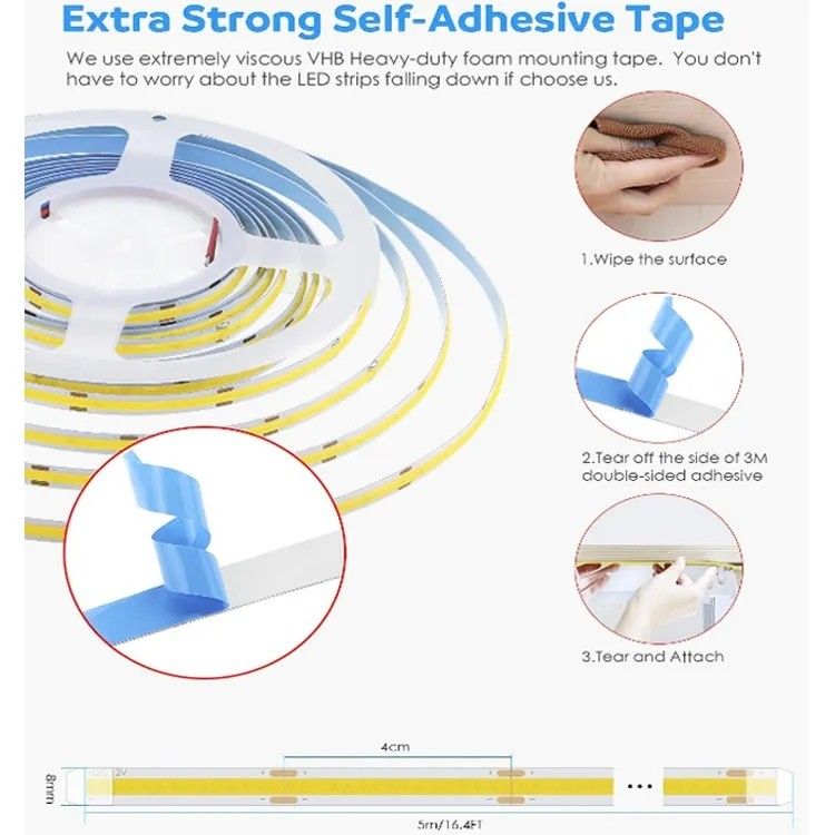 90lm/w Λαμπτήρα φωτεινή απόδοση Smart COB Led Strip 12V 24V 5M 252leds για διαφήμιση