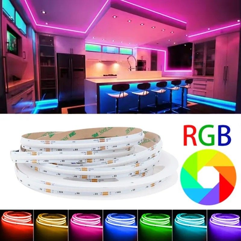 Φωτό Φωτεινή ροή lm 1000 24V 576leds/μέτρο RGB COB LED Soft Light Strip άμεση καλή