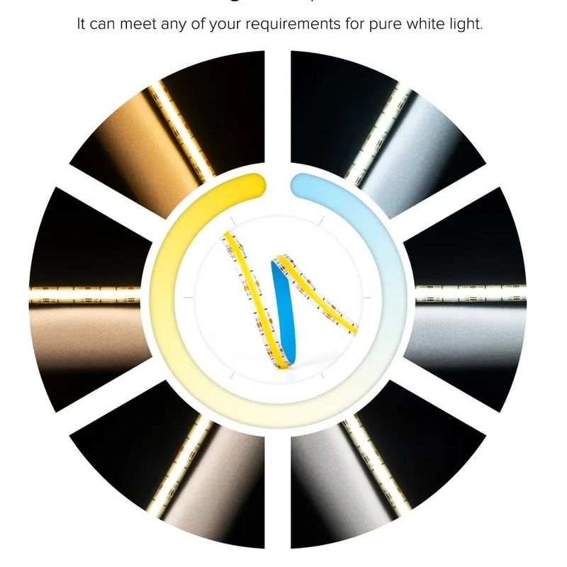 Αμβλύνεται COB Led Strip 12V 24V W WW 2700K 6000K για το φωτιστικό ντουλάπι 5M 16,4ft