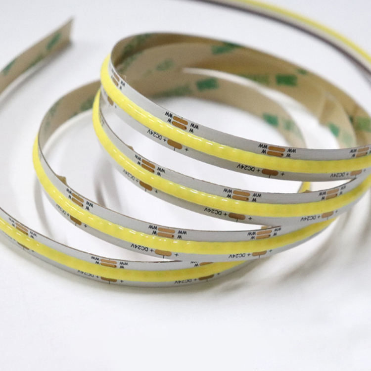 IP20 100lm 10W 24V FCOB ρυθμιζόμενο λευκό RA90 560LEDS COB LED Strip Πιο παχύ PCB με φράγμα