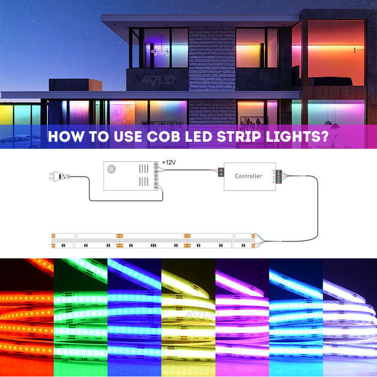 12v 24v 576LEDs RGB Θερμοκρασία χρώματος Cob Led Strip Light Αμβλύσιμο με και CRI Ra 90