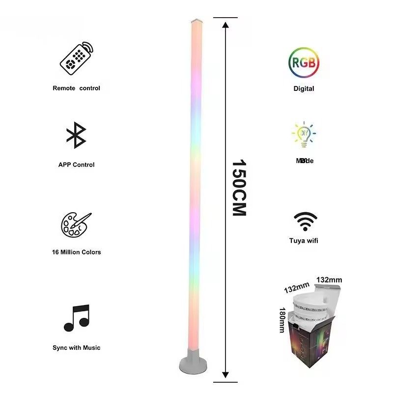 RGBIC Bluetooth Tuya WiFi Smart App LED φωτιστικό γωνίας για καθιστικό 35*35*1500mm