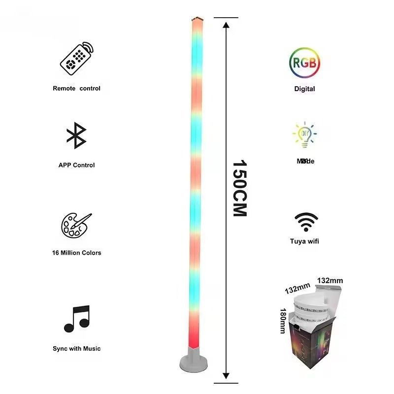 RGBIC Bluetooth Tuya WiFi Smart App LED φωτιστικό γωνίας για καθιστικό 35*35*1500mm