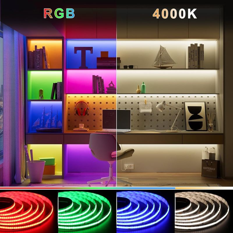 100lm/w Λαμπτήρα Λευκή απόδοση RGBW 784leds Smart COB Led Strip για διακόσμηση σπιτιού