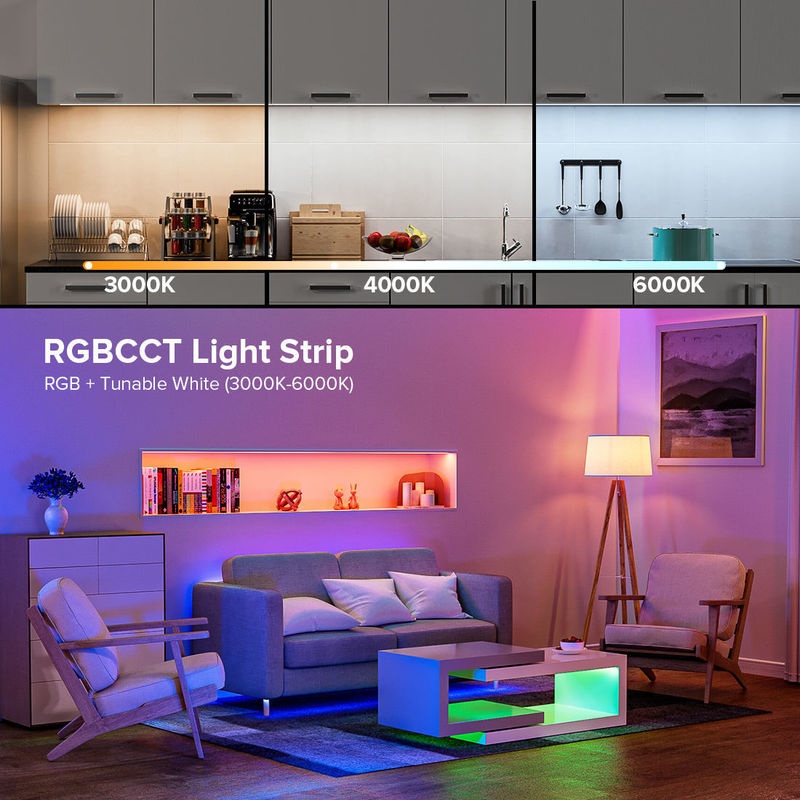 50000 ώρες διάρκεια ζωής RGBCCT COB LED Strip Light για φωτισμό καθιστικού και υπνοδωματίου