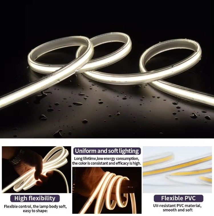 Υψηλής τάσης ευέλικτο COB LED Strip Light IP65 Αδιάβροχο 50M 100M ανά τροχιά με διάρκεια ζωής 30000 ωρών και 80 CRI