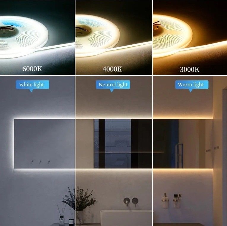 Μακροχρόνιο φως COB με LED Strip με Dimmer 3mm Ultra Slim 400Leds / m Λευκή ταινία COB 50000 ώρες Ιδανικό
